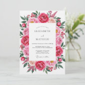 Invitation Fuchsia Pink Romantic Spring Wedding (Debout devant)