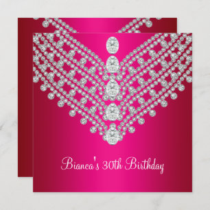 Invitation Fuchsia Pink White Diamond Jewel 30e anniversaire