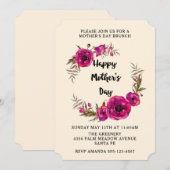Invitation Fuchsia Poppies Floral Wreath Fête des Mères Brunc (Devant / Derrière)