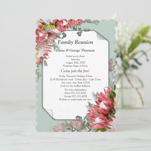 Invitation Fuchsia Protea Bouquets de fleurs Réunion (Debout devant)