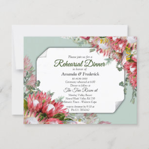 Invitation Fuchsia Protea's - Dîner de répétition d'or et de 