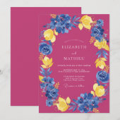 Invitation Fuchsia Radiant Botanical Wedding (Devant / Derrière)