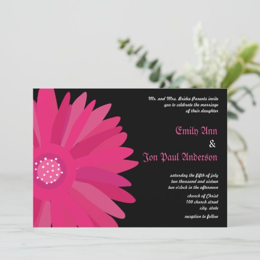 Invitation Fuchsia Raspberry Gerber Daisy (Debout devant)