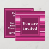 Invitation Fuchsia rayures (Devant / Derrière)