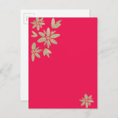 Invitation fuchsia rose avec fleurs scintillantes (Devant / Derrière)