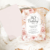 Invitation Fuchsia rose doré Floral 80e anniversaire