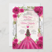Invitation Fuchsia Rose Floral Mis Quince 15 Anos Quinceañera (Devant)