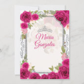 Invitation Fuchsia Rose Floral Mis Quince 15 Anos Quinceañera (Dos)