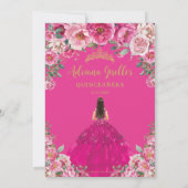 Invitation Fuchsia Rose Floral Or Quinceanera XV Sweet 16 (Dos)