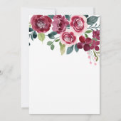 Invitation Fuchsia Rose Florale Botanique Anniversaire (Dos)
