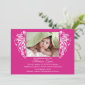 Invitation Fuchsia, rose florissante nouvelle naissance de bé (Debout devant)