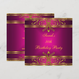 Invitation Fuchsia rose gold Art Déco élégant 30e anniversair