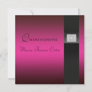 Invitation Fuchsia rose noir Quinceanera 15e anniversaire
