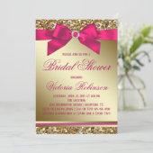 Invitation Fuchsia Rose Or Doré Fête de Mariage (Debout devant)