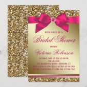 Invitation Fuchsia Rose Or Doré Fête de Mariage (Devant / Derrière)