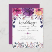 Invitation Fuchsia Rose Orange Ginger Wedding Invite Budget (Devant / Derrière)
