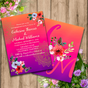 Invitation Fuchsia rose orange violet brillant et gras floral