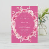 Invitation Fuchsia Rose Radiant Romantique Mariage (Debout devant)