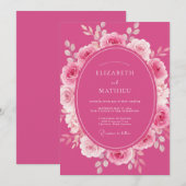 Invitation Fuchsia Rose Radiant Romantique Mariage (Devant / Derrière)