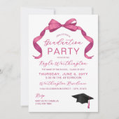 Invitation Fuchsia Rose Rose Bow Pas de diplôme de photograph (Devant)