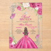 Invitation Fuchsia Rose Rose Douce 16 Princesse (Recto)