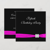 Invitation Fuchsia Rose vif Fête d'anniversaire des 50 ans él (Devant / Derrière)