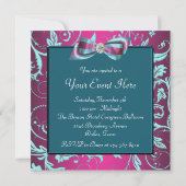 Invitation Fuchsia rose vif sarcelle bleu pour toutes occasio (Dos)