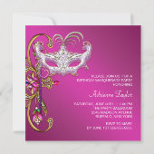 Invitation Fuchsia rose vif Soirée masquée (Dos)