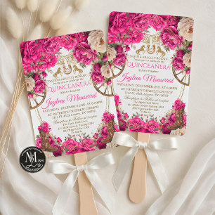 Invitation Fuchsia Roses et Bottes de Cowboy Country Quinceañ