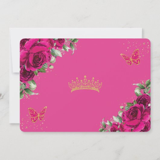 Invitation Fuchsia Roses Fushia Rose Foncé Quinceañera Photo (Dos)