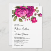 Invitation Fuchsia Roses rose chaud tous en un Mariage (Devant)