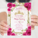 Invitation Fuchsia Roses Roses Rose Charra Mis Quince Invitat<br><div class="desc">Fuchsia Rose Roses Charra Mis Quince Invitation Mis Quince Anos,  15e anniversaire, </div>