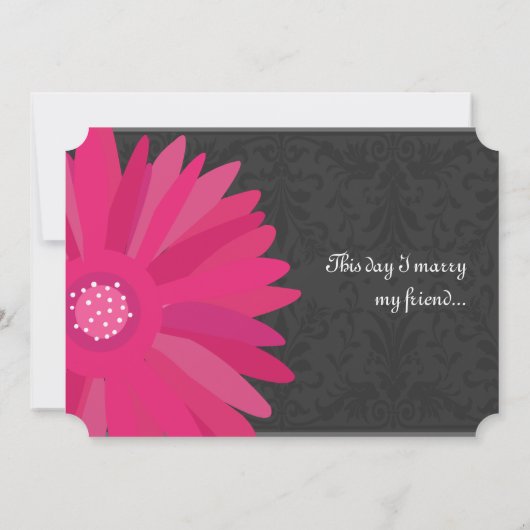Invitation Fuchsia Silver Metallic Gerber Daisy Wedding (Dos)