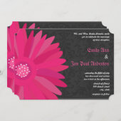 Invitation Fuchsia Silver Metallic Gerber Daisy Wedding (Devant / Derrière)