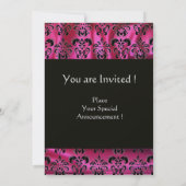 Invitation FUCHSIA  SOIE NOIRE DAMAS MONOGRAMME ,Glace Blanch (Dos)