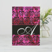 Invitation FUCHSIA SOIE NOIRE DAMAS MONOGRAMME ,White Ice (Debout devant)