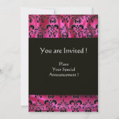 Invitation FUCHSIA  SOIE NOIRE TISSU DAMAS MONOGRAMME ,blanc (Dos)