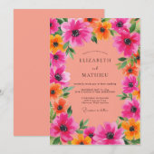 Invitation Fuchsia Spirited Summer Wedding (Devant / Derrière)