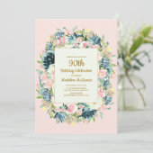 Invitation Fuchsia Té Floral Femmes 90e Anniversaire (Debout devant)