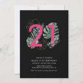Invitation Fuchsia Tropical moderne 21e anniversaire (Devant)