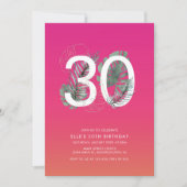 Invitation Fuchsia Tropical moderne 30e anniversaire (Devant)