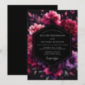 Invitation Fuchsia Umbral Bloom Wedding (Devant / Derrière)
