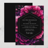 Invitation Fuchsia Velvet Bloom Wedding (Devant / Derrière)