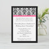 Invitation Fuchsia victorienne rose et blanc Damas (Debout devant)