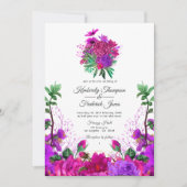 Invitation Fuchsia vintage et Mariage floral pourpre (Devant)