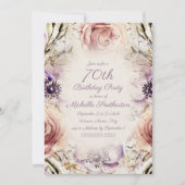 Invitation Fuchsia violet papillons 70e anniversaire (Devant)