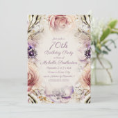 Invitation Fuchsia violet papillons 70e anniversaire (Debout devant)