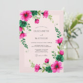 Invitation Fuchsia Whimsical Botanical Spring Wedding (Debout devant)