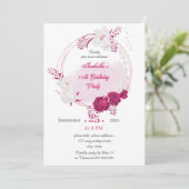 Invitation fuchsia & white fleoral wreath fête d'anniversaire (Debout devant)