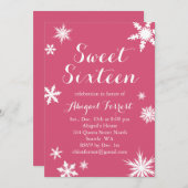 Invitation Fuchsia Winter Sweet sixteen (Devant / Derrière)